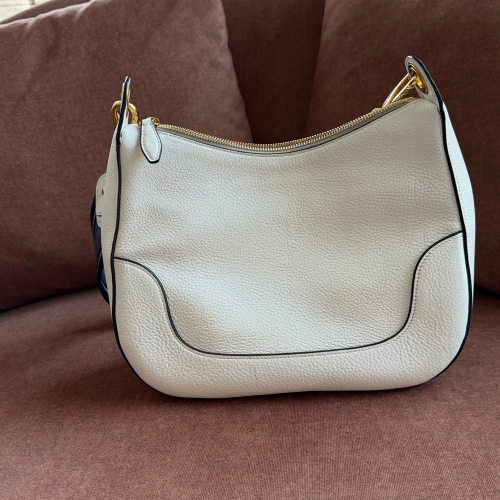 Prada White and Blue Leather Shoulder Bag - Picture 2 of 16